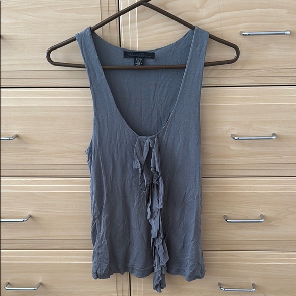 Kenneth Cole Gray Sleeveless Ruffled Tank - Picture 1 of 3